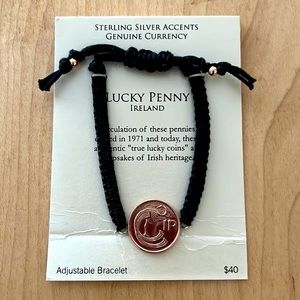 NWT Irish Lucky Shiny Penny Black Cord Bracelet